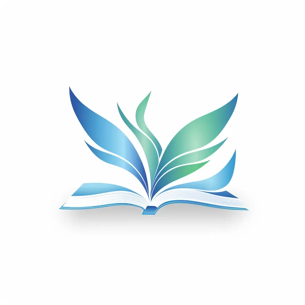 Logo with an open book, its pages turning into flying birds, in blue and green. - Image 2