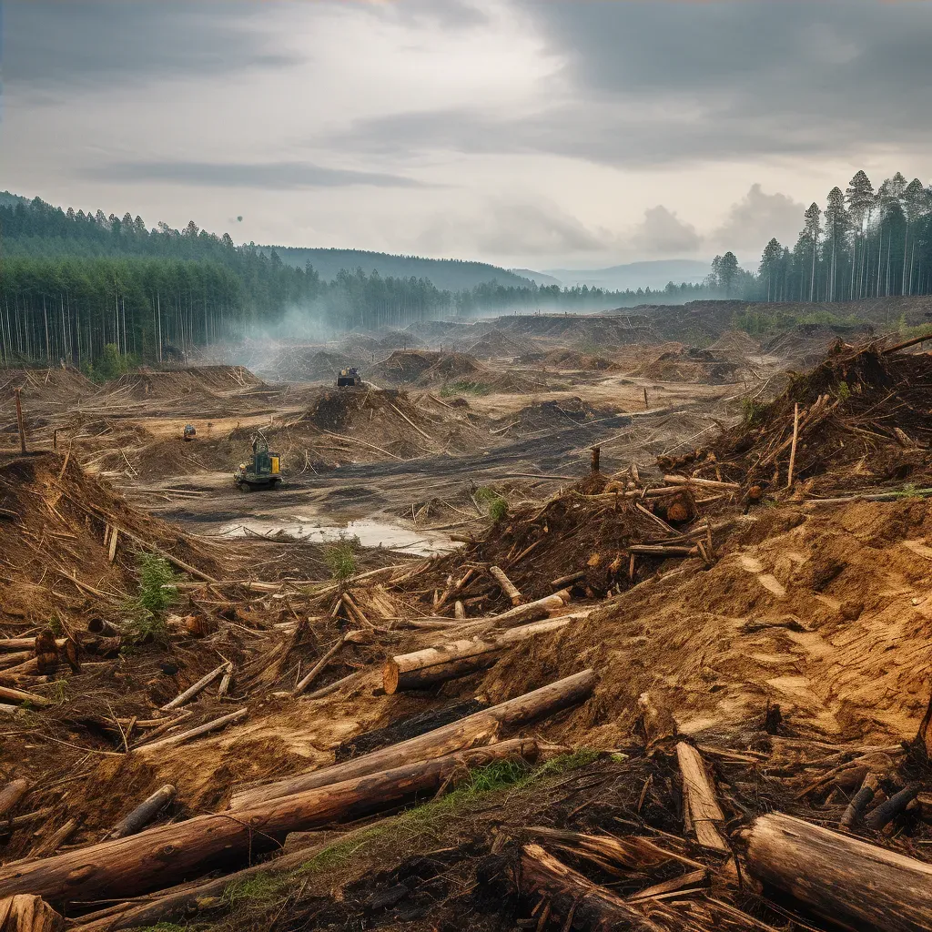 Treeless terrain due to logging activities, illustrating deforested land - Image 4