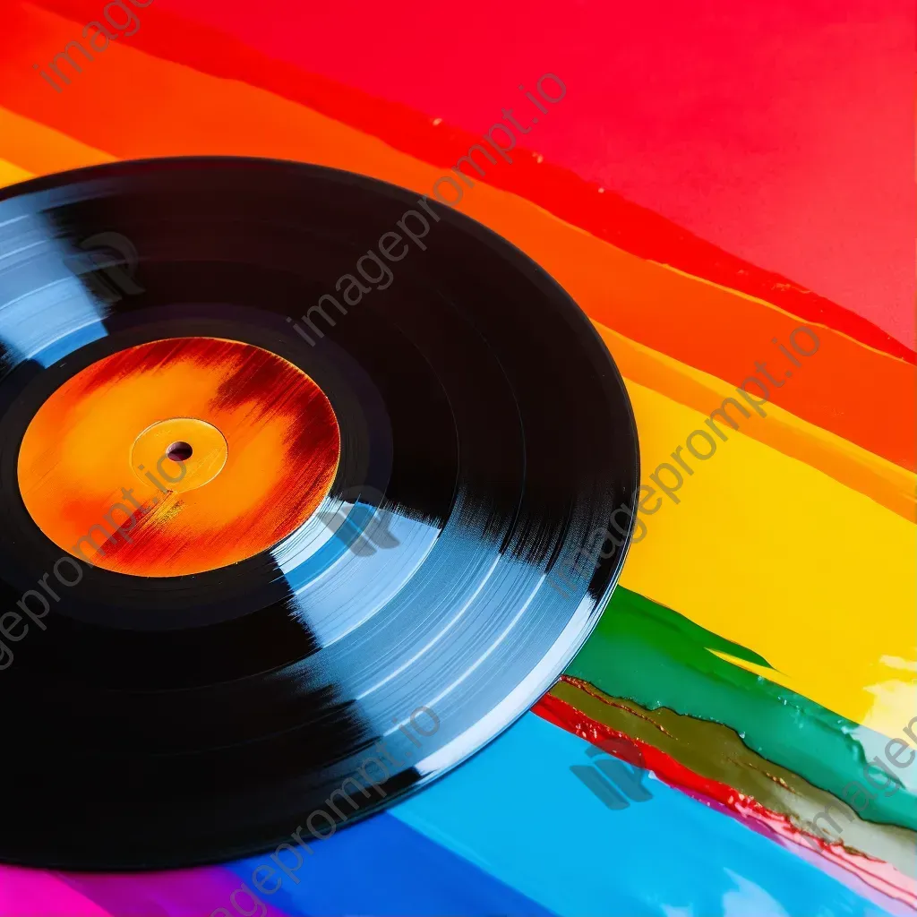 Retro vinyl record on colorful background - Image 1