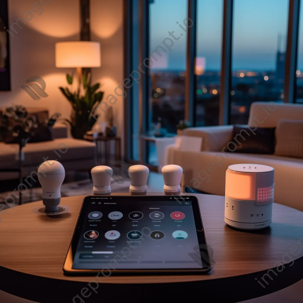 Smart home devices displayed in a modern urban apartment. - Image 1