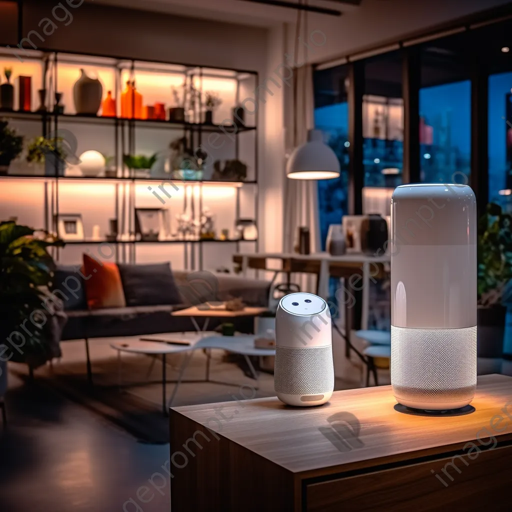 Smart home devices displayed in a modern urban apartment. - Image 2