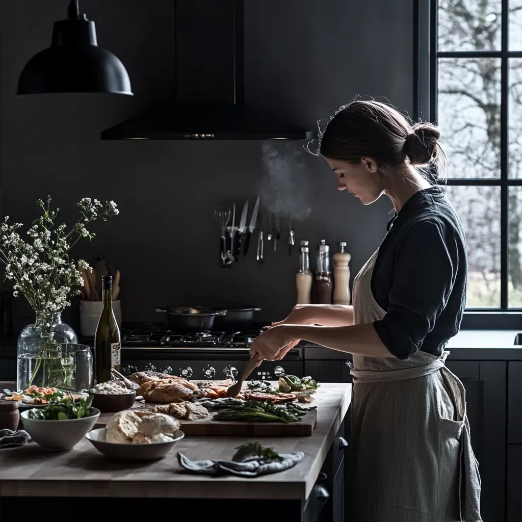 Warm and minimalist Scandinavian kitchen preparing a traditional Nordic Smörgåsbord - Image 2