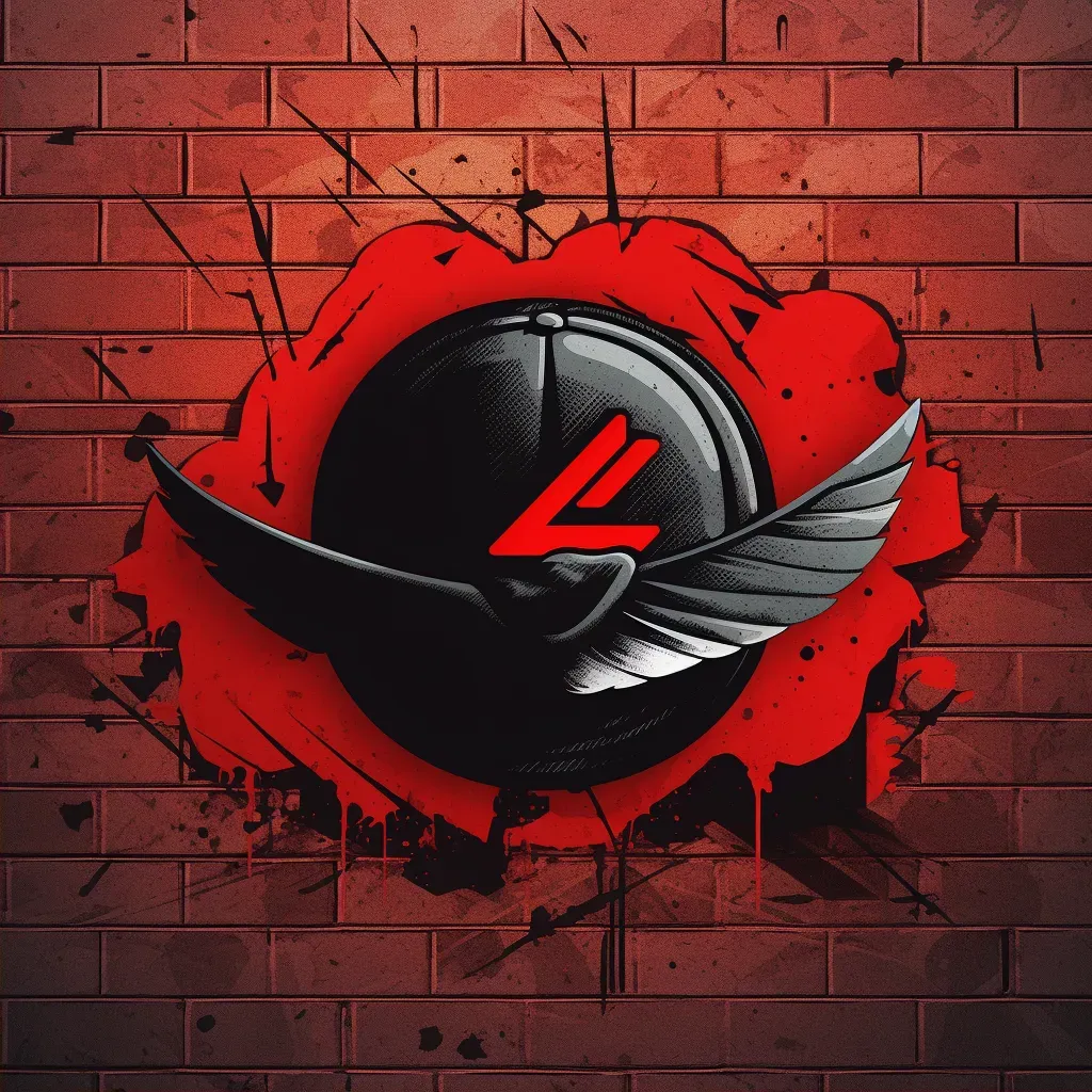 Image of an edgy streetwear brand logo with a stylized graffiti icon in red and black colors - Image 2