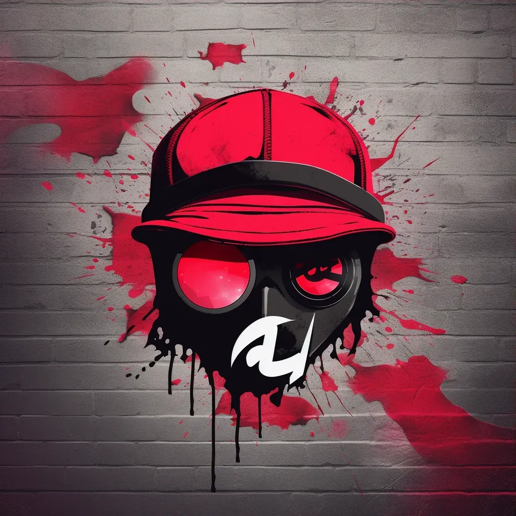 Image of an edgy streetwear brand logo with a stylized graffiti icon in red and black colors - Image 3