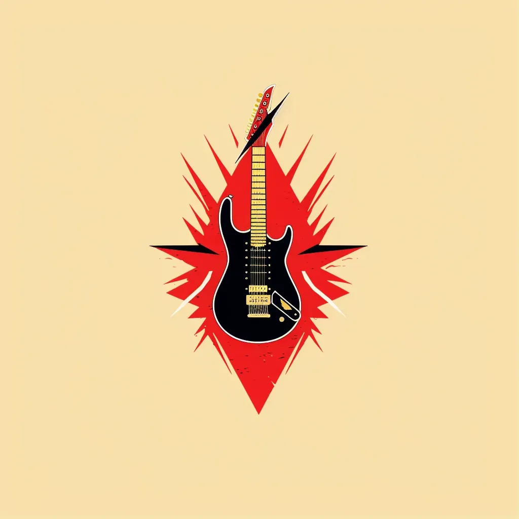 Logo for a rock-inspired fashion brand featuring a stylized guitar in black and red colors - Image 1