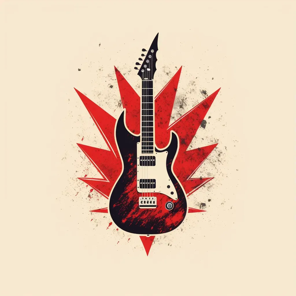 Logo for a rock-inspired fashion brand featuring a stylized guitar in black and red colors - Image 3