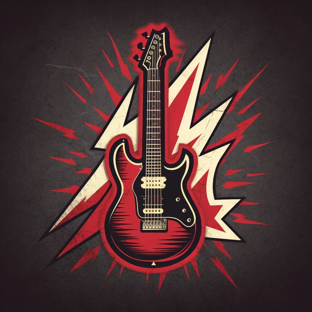 Logo for a rock-inspired fashion brand featuring a stylized guitar in black and red colors - Image 4