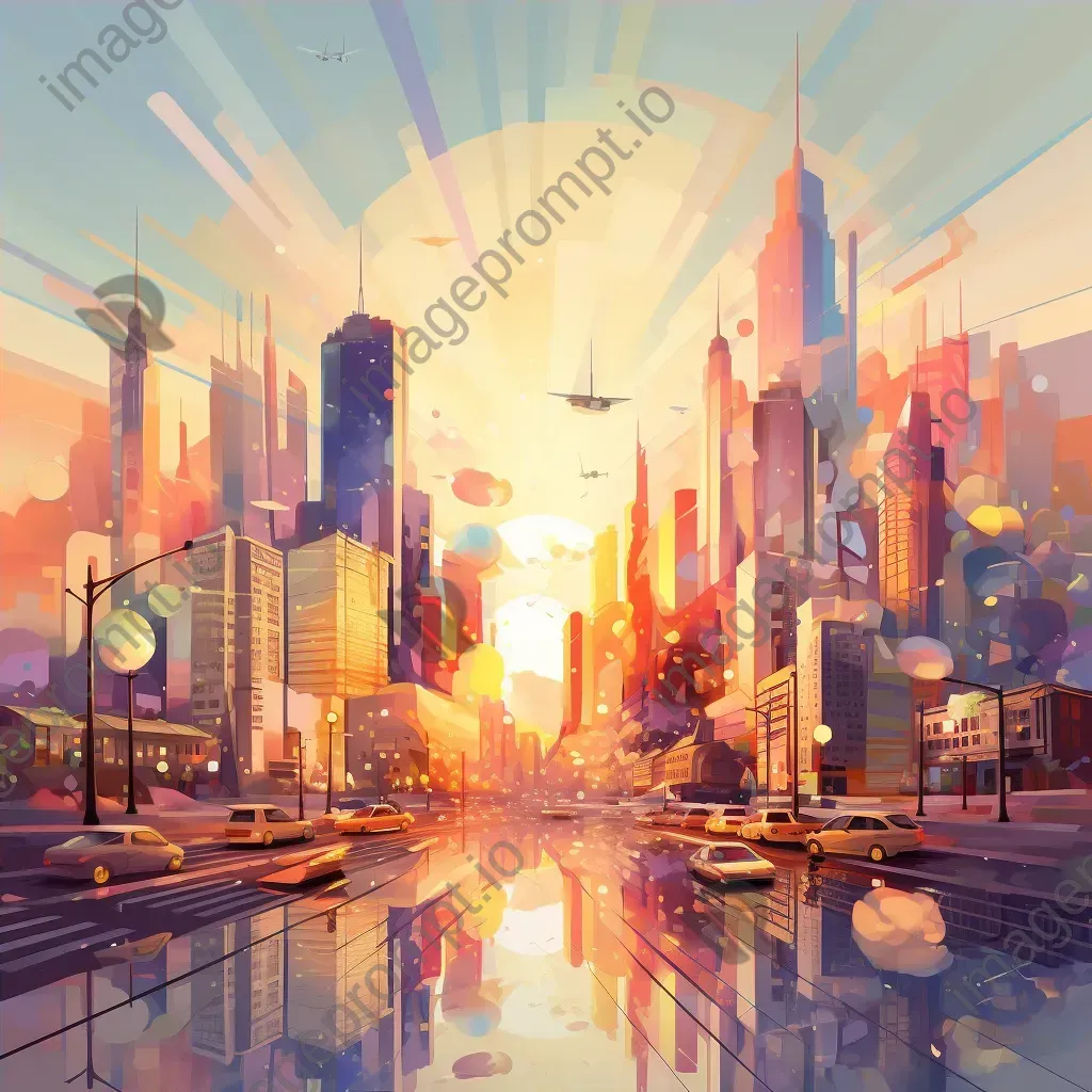 Geometric city skyline abstractly depicted in low poly art style - Image 4