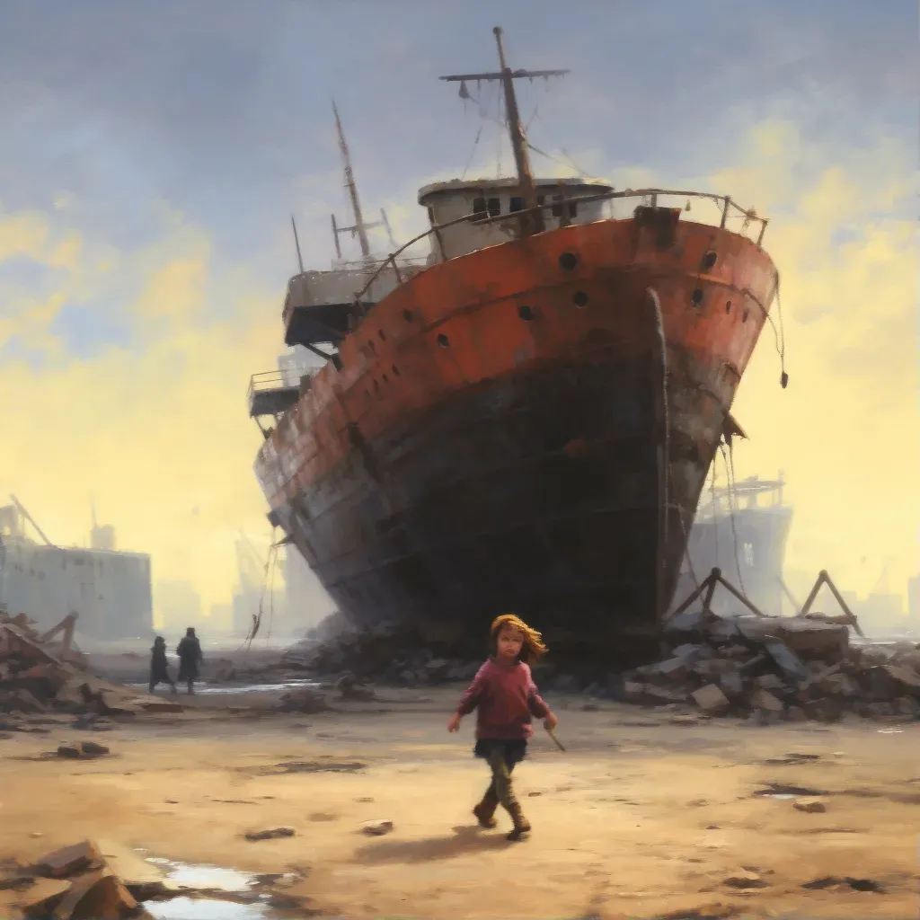 Ship breaking free from moorings and setting sail on a bright morning - Image 1