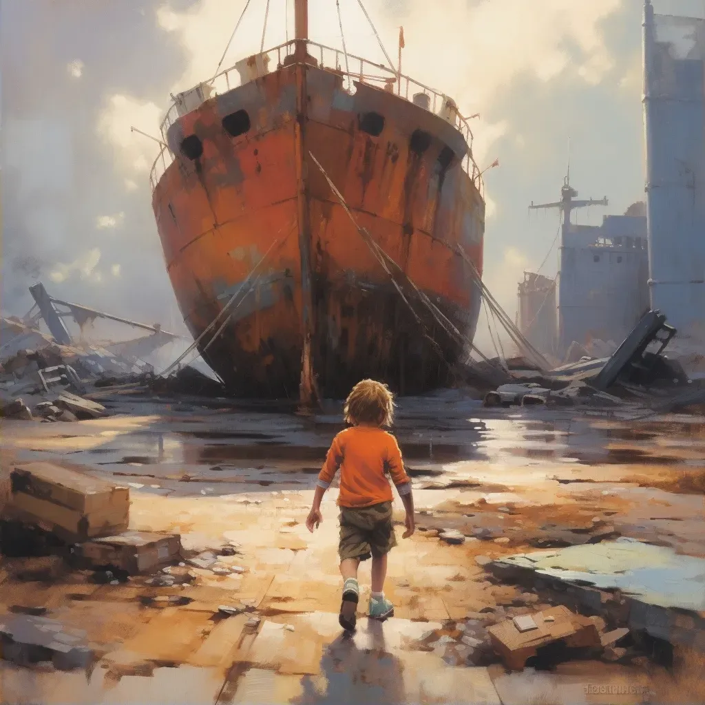 Ship breaking free from moorings and setting sail on a bright morning - Image 2