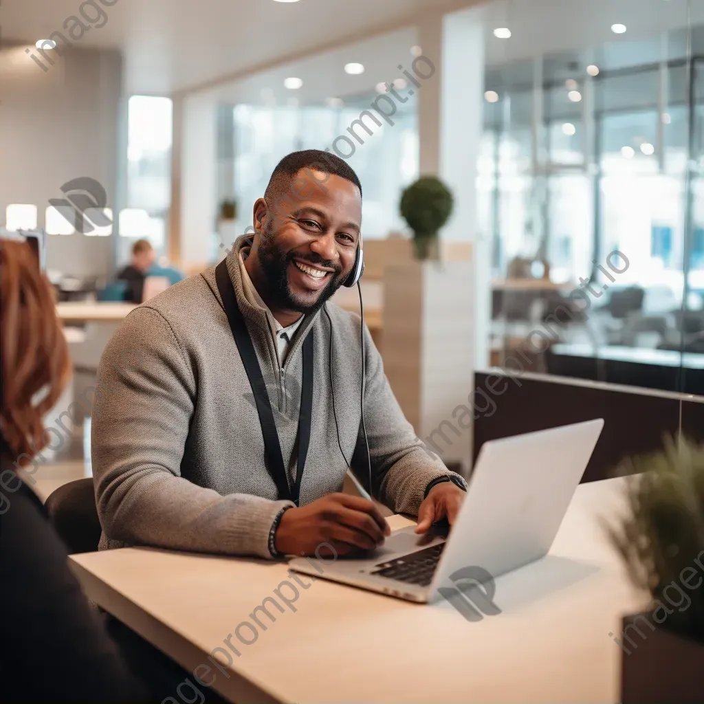 Friendly customer service representative assisting a client on a call - Image 2