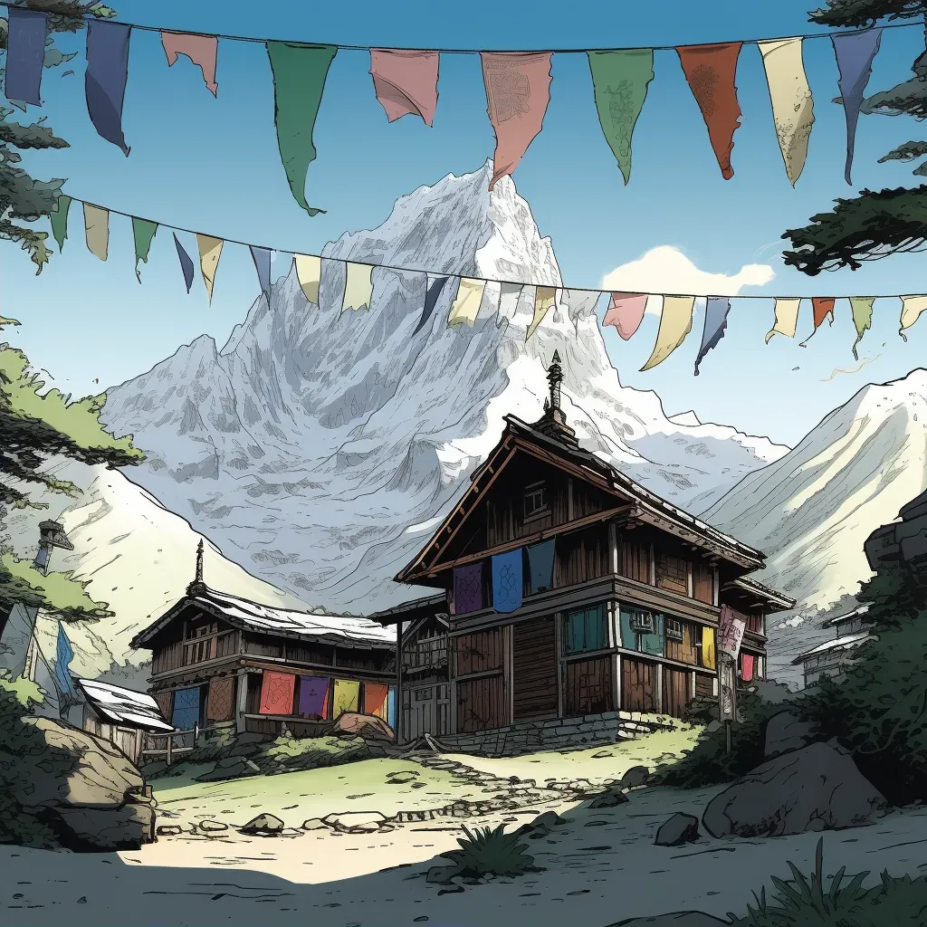 Peaceful Buddhist monastery surrounded by snow-capped peaks in the Himalayas - Image 2