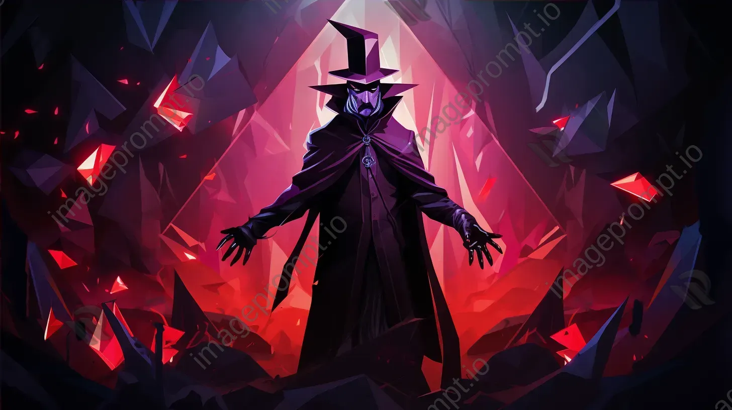 Low poly portrait of a mysterious magician with contrasting light and dark elements - Image 4