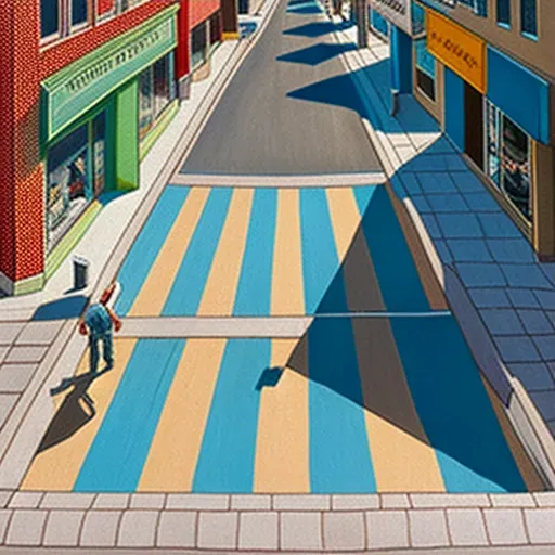 Colorful 3D street painting on a pedestrian road creating an optical illusion of depth - Image 3