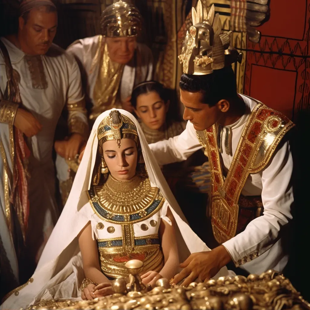 Egyptian wedding ceremony with traditional attire and gold jewelry - Image 2