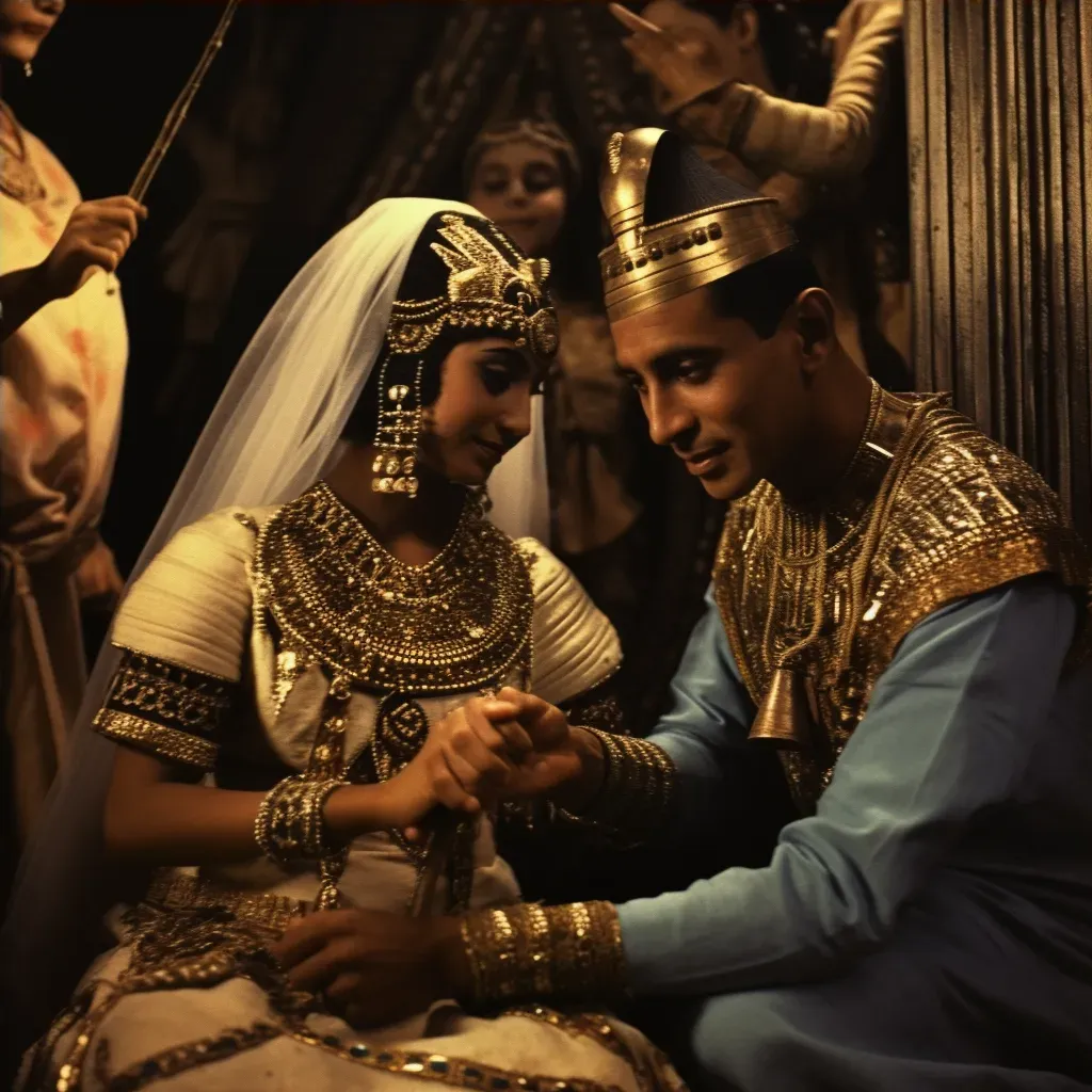 Egyptian wedding ceremony with traditional attire and gold jewelry - Image 4