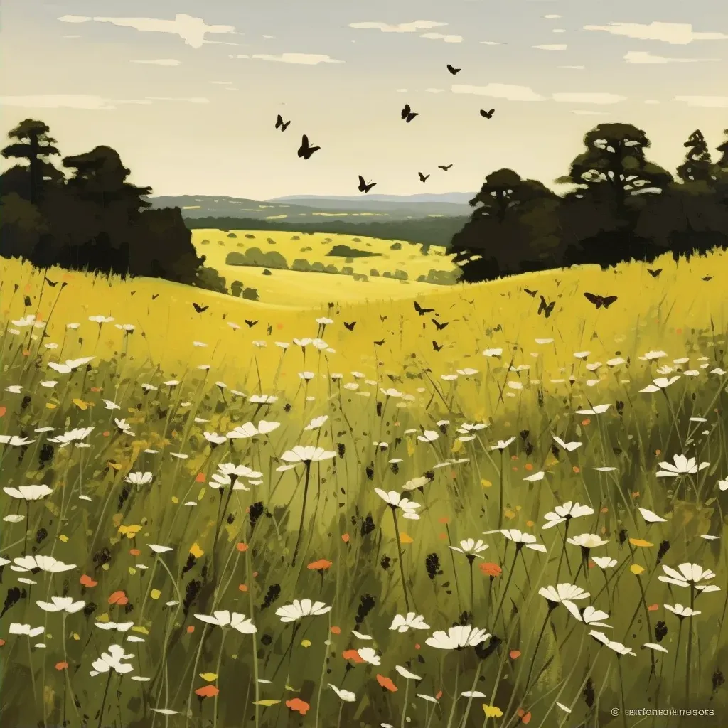 Image of a secluded meadow filled with wildflowers and fluttering butterflies - Image 2