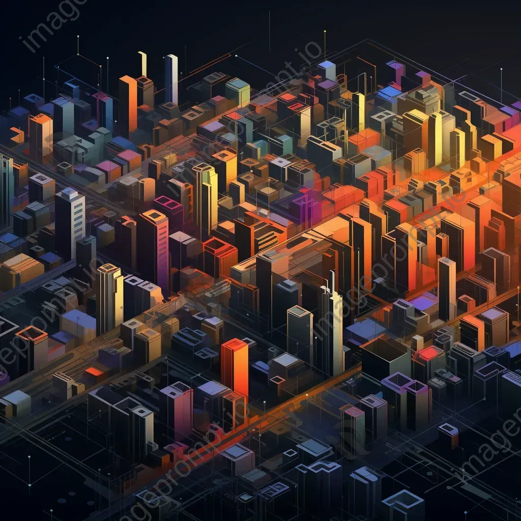 Low Poly aerial city view emphasizing grids and lines - Image 1