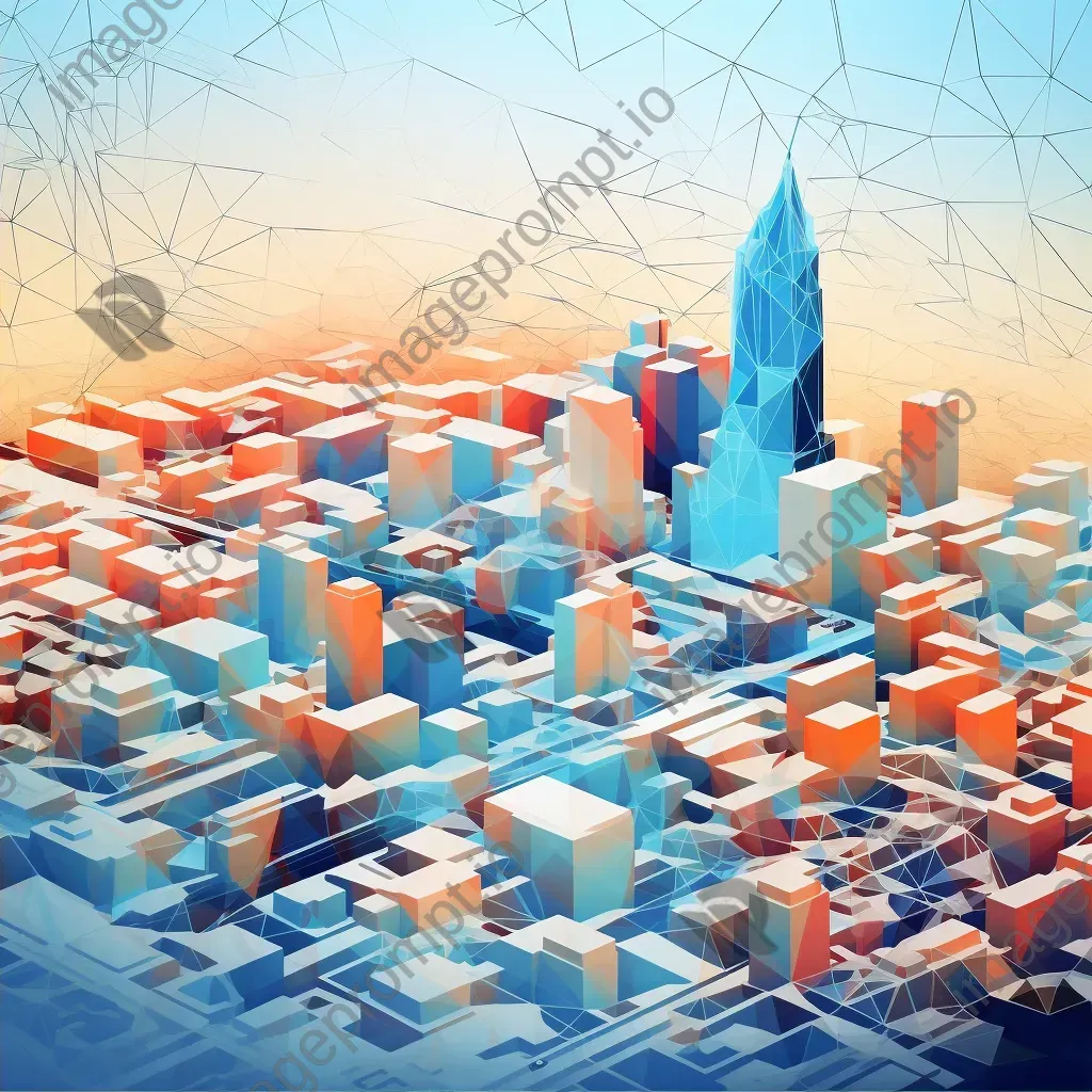 Low Poly aerial city view emphasizing grids and lines - Image 2