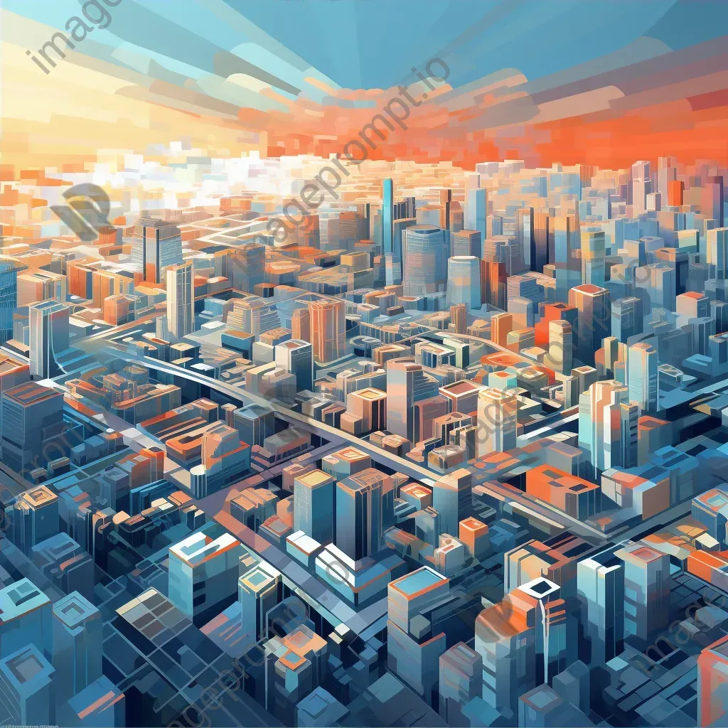 Low Poly aerial city view emphasizing grids and lines - Image 4