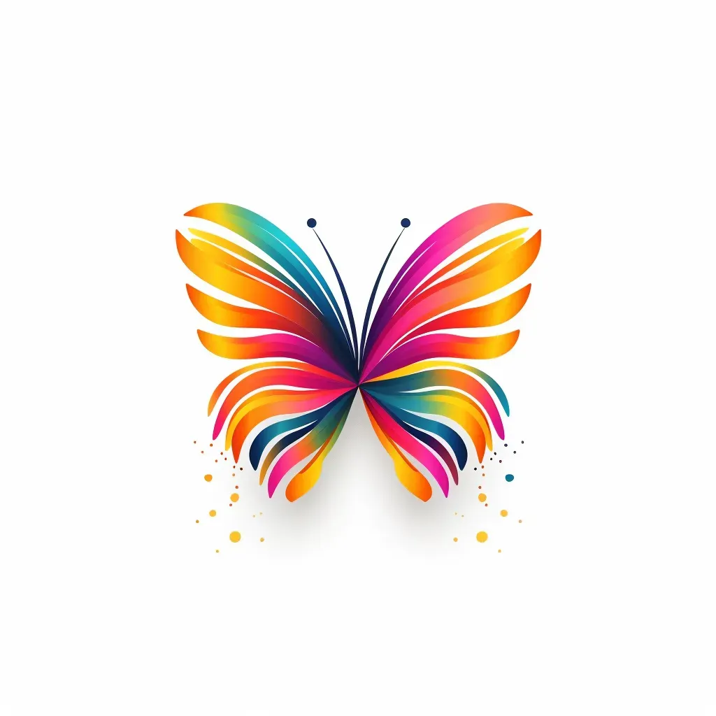 Logo with a butterfly created by overlapping brushstrokes in various colors, on a white background. - Image 1