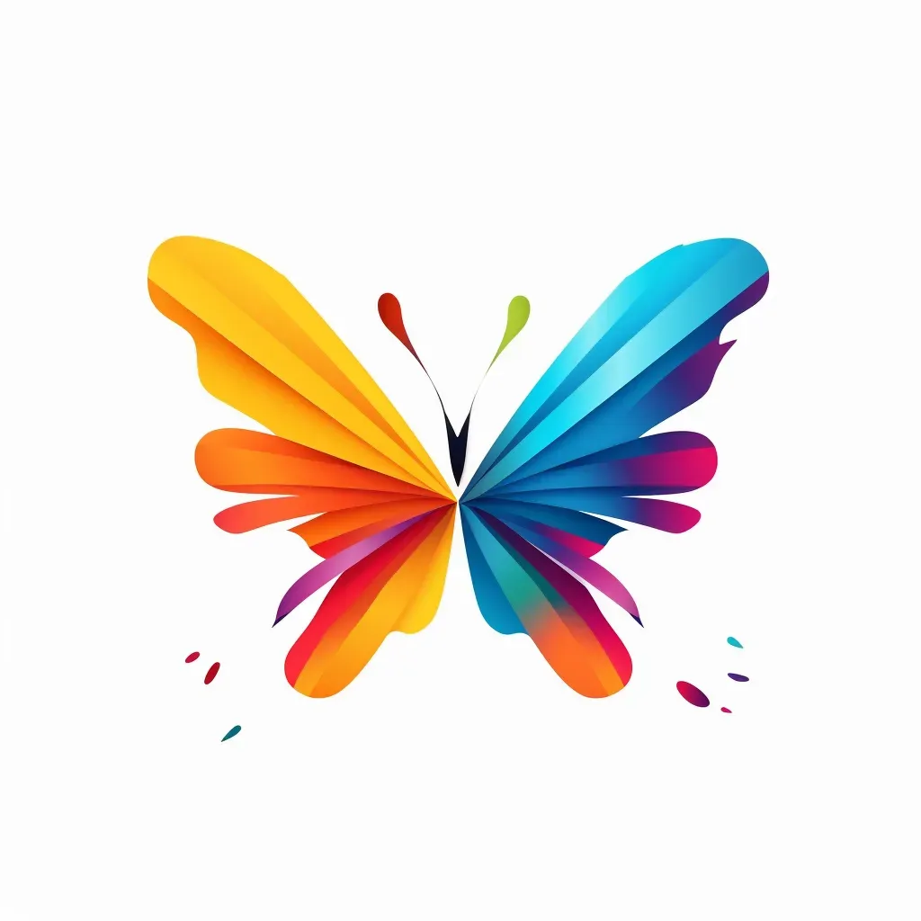 Logo with a butterfly created by overlapping brushstrokes in various colors, on a white background. - Image 2