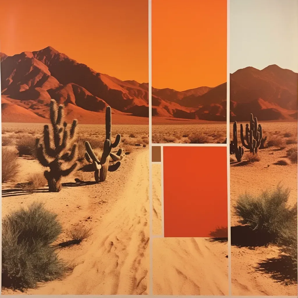 Minimalist desert landscape in orange and brown hues - Image 1