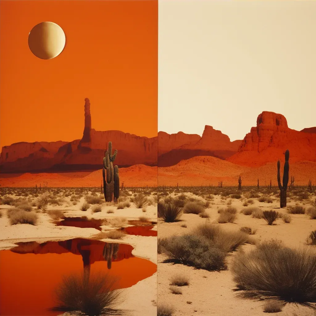 Minimalist desert landscape in orange and brown hues - Image 4