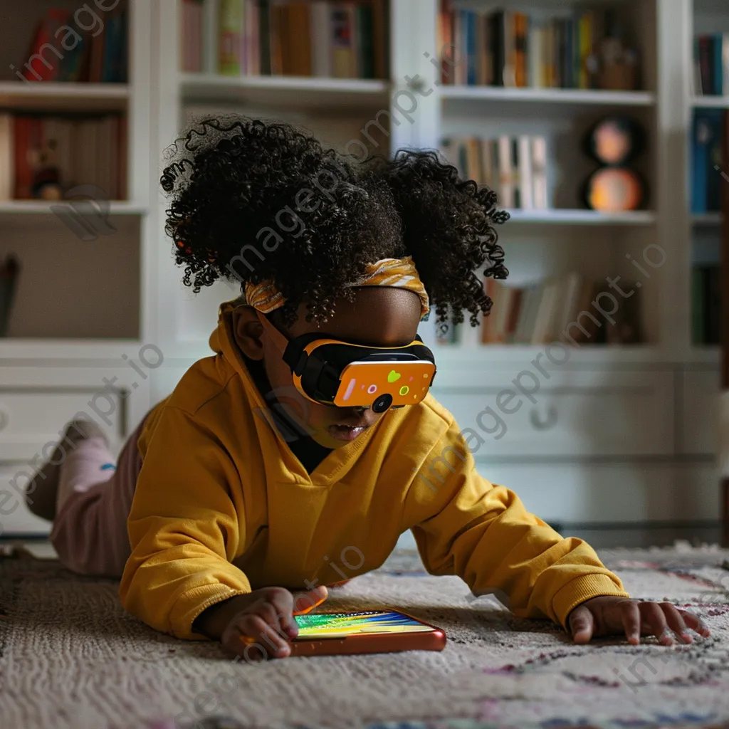 Child using smartphone for educational virtual reality experience. - Image 1