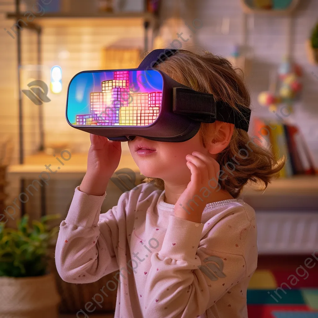 Child using smartphone for educational virtual reality experience. - Image 2