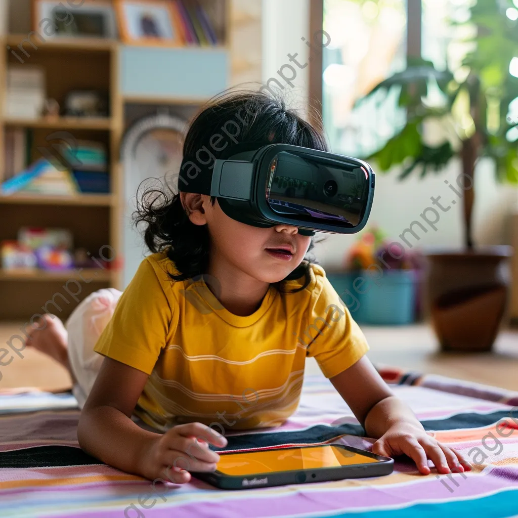 Child using smartphone for educational virtual reality experience. - Image 3