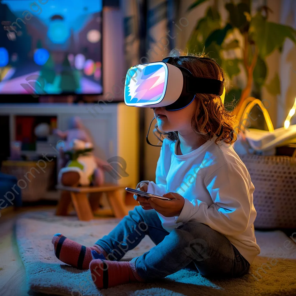 Child using smartphone for educational virtual reality experience. - Image 4