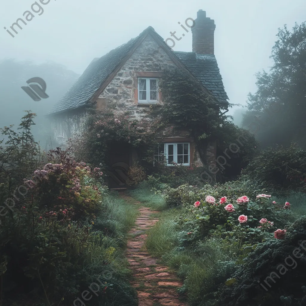 Cottage surrounded by fog and gardens - Image 1