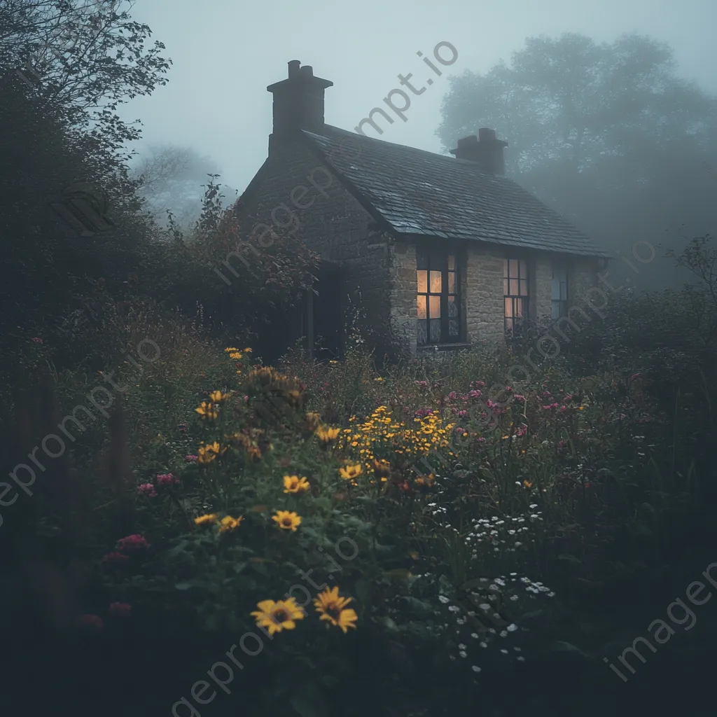 Cottage surrounded by fog and gardens - Image 2