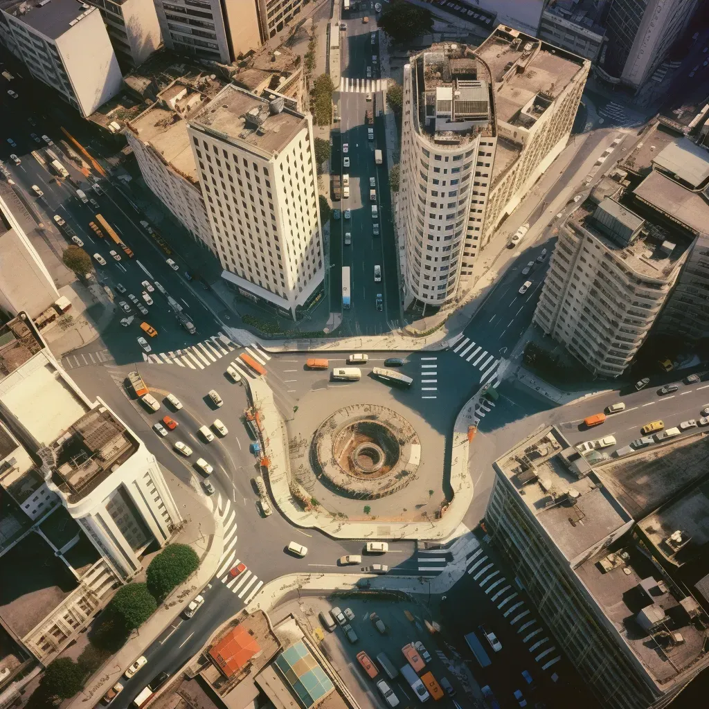 Aerial view of a cityscape with symmetrically aligned buildings and roads - Image 4