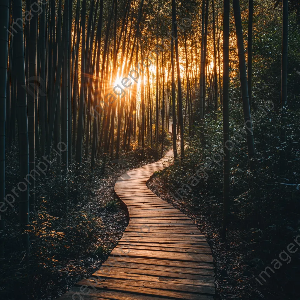 Pathway winding through a dense bamboo forest - Image 2