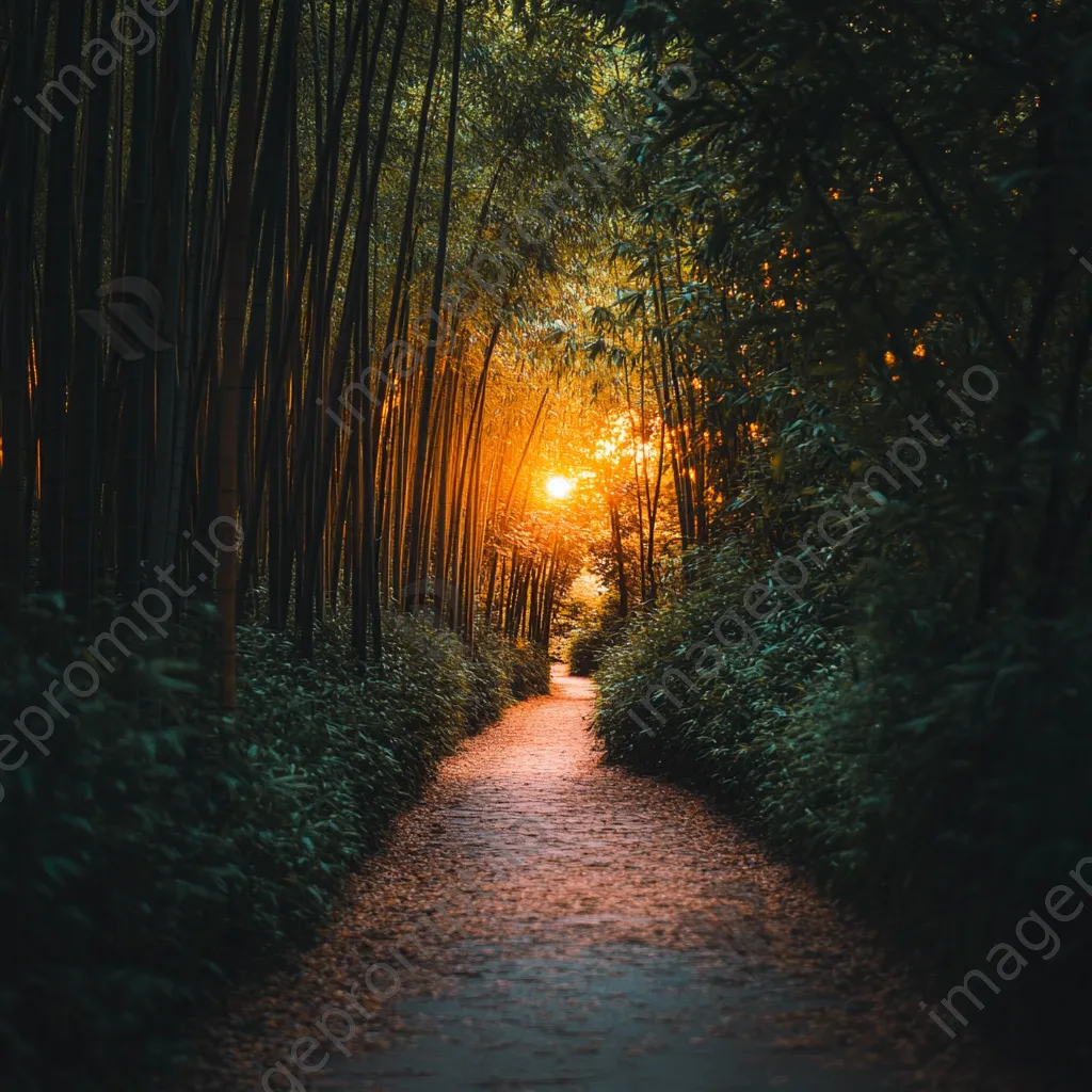 Pathway winding through a dense bamboo forest - Image 3