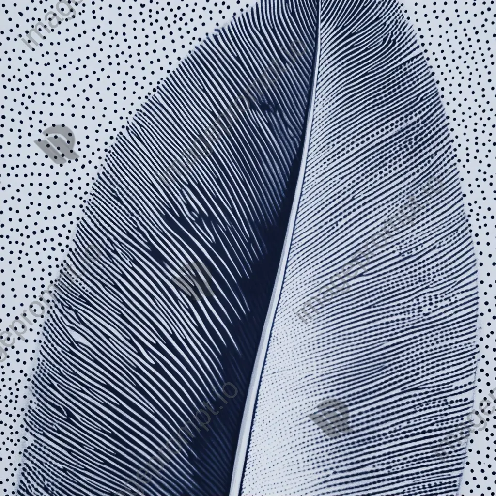 Detailed close-up of a feather captured in stipple art style showcasing its texture and patterns - Image 2