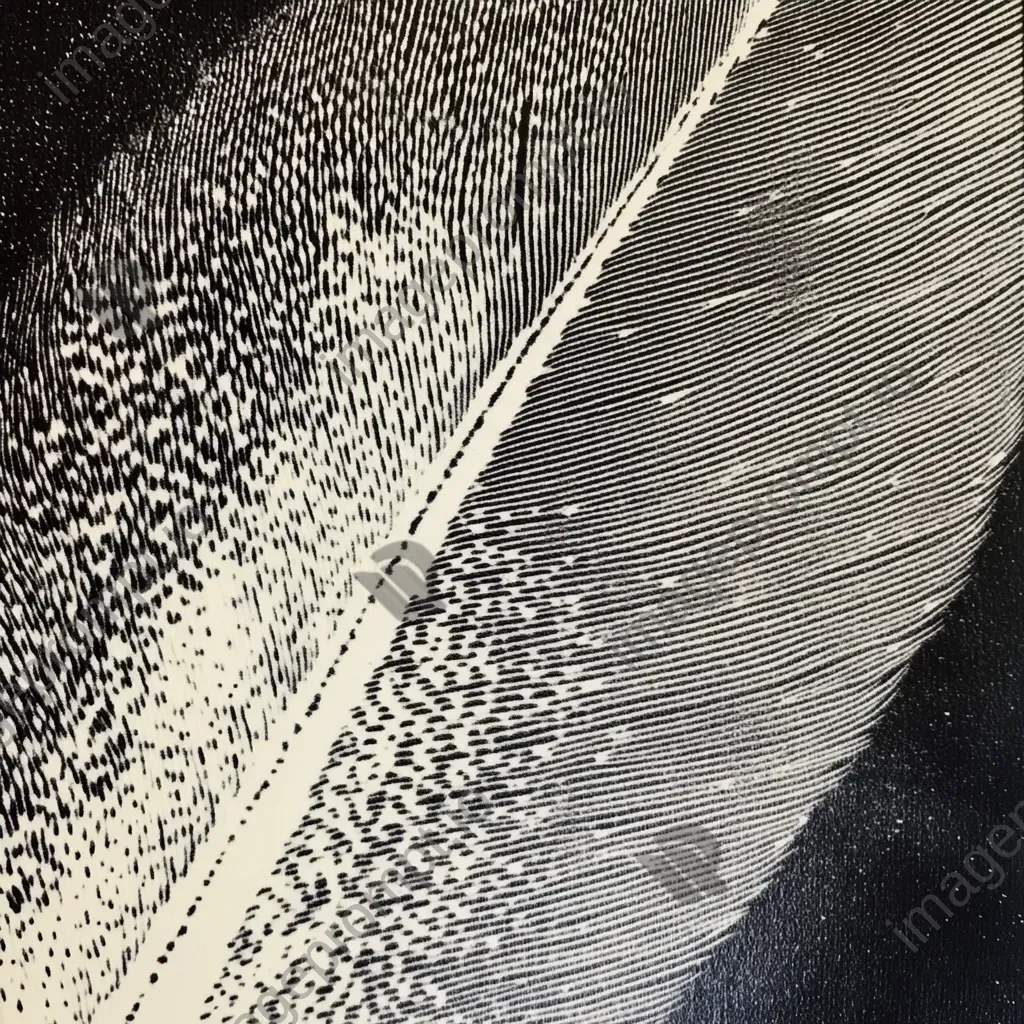 Detailed close-up of a feather captured in stipple art style showcasing its texture and patterns - Image 4