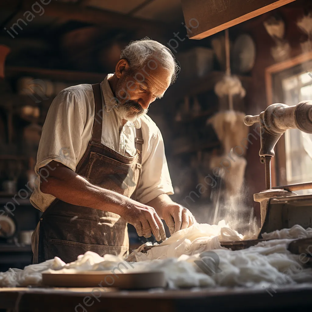 Artisan creating paper by hand in a historic workshop. - Image 2