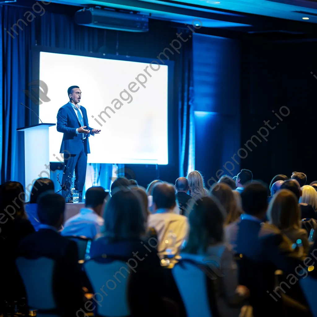 CEO delivering a keynote address in a corporate setting - Image 2