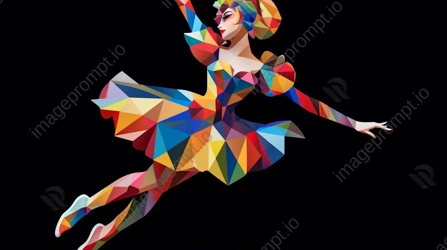 Low poly harlequin dancer in vibrant, contrasting colors - Image 2