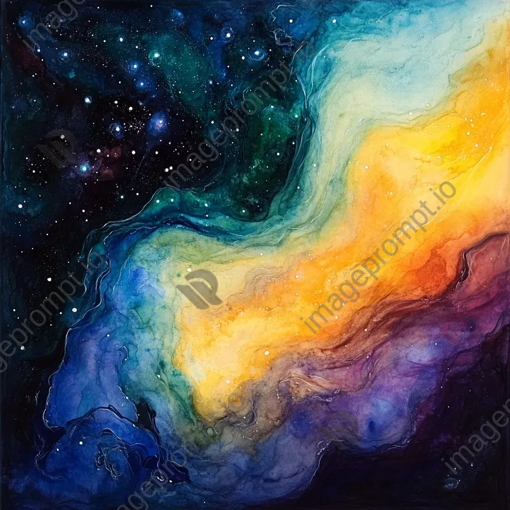 Abstract watercolor rendering of a vibrant cosmic nebula - Image 4