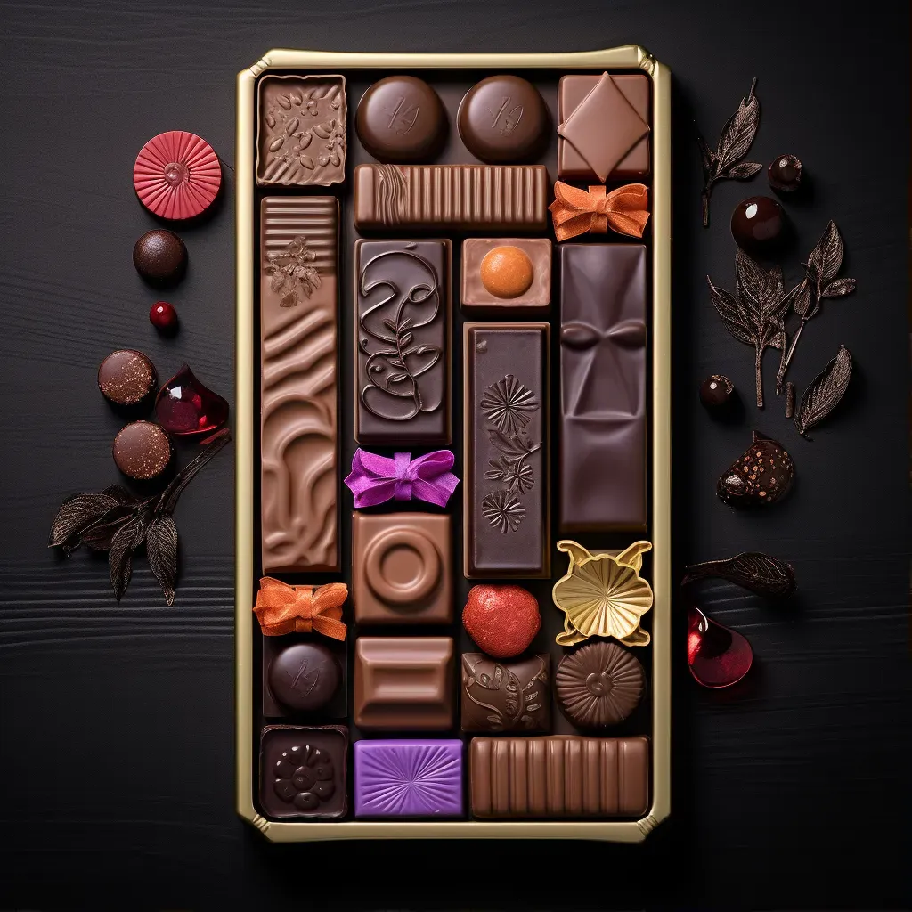 Variety of artisanal chocolates in elegant packaging, shot on Samsung Galaxy Note 20 - Image 1