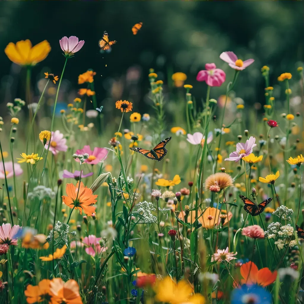 A vibrant wildflower meadow buzzing with butterflies and bees - Image 3