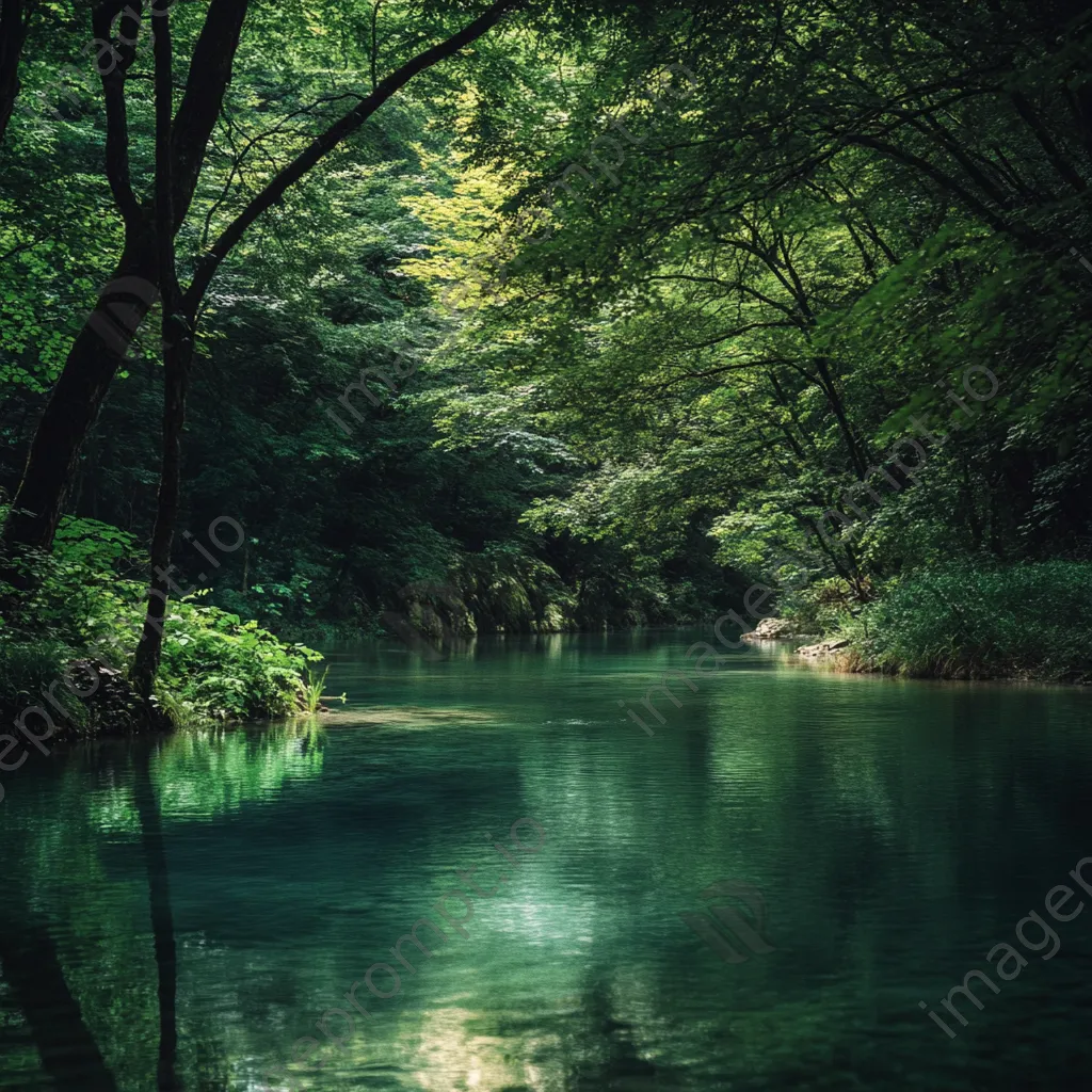 A secluded thermal spring hidden in a dense, vibrant green forest. - Image 4