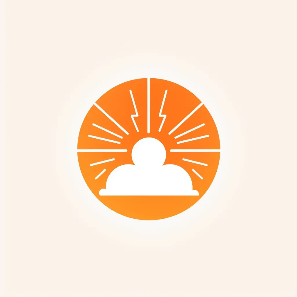 Modern and minimalist logo with a sun icon in orange and white - Image 1