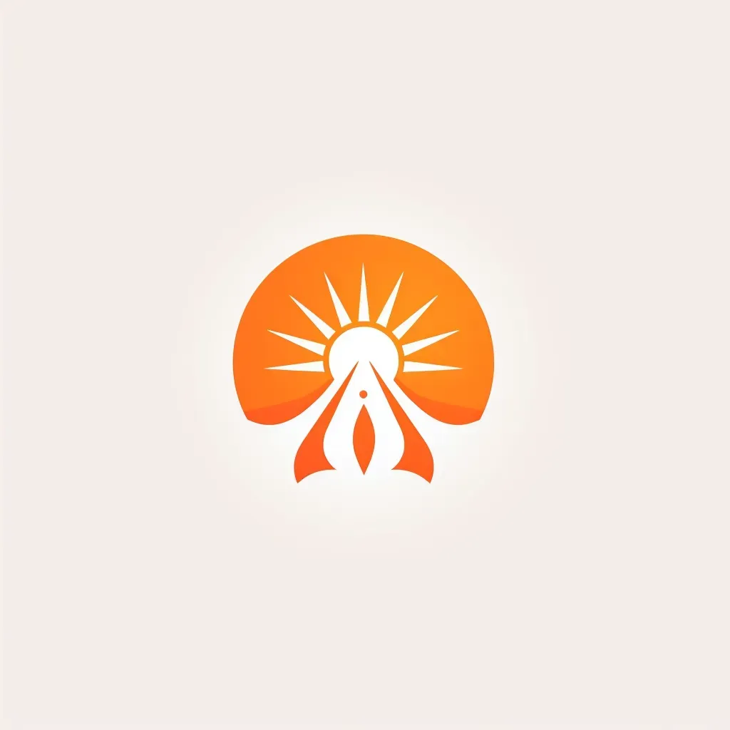 Modern and minimalist logo with a sun icon in orange and white - Image 2