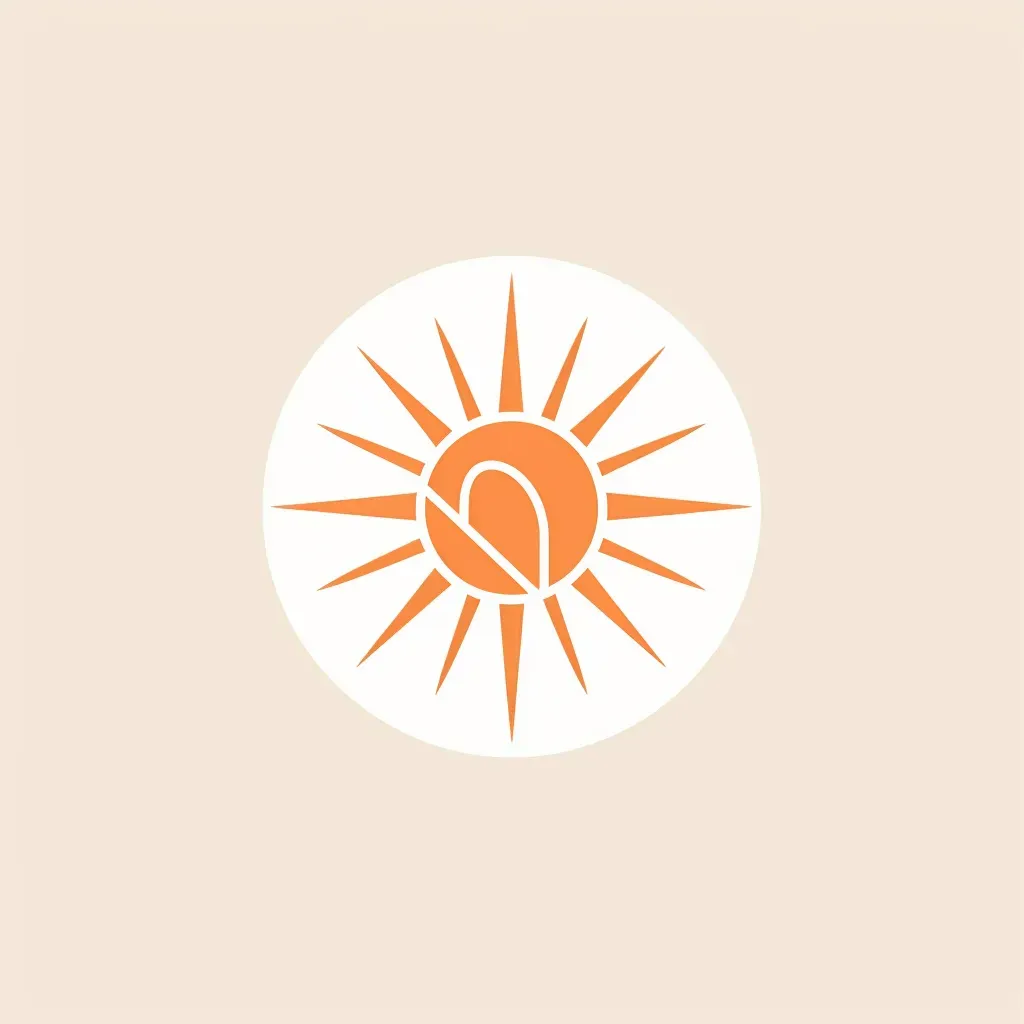 Modern and minimalist logo with a sun icon in orange and white - Image 3