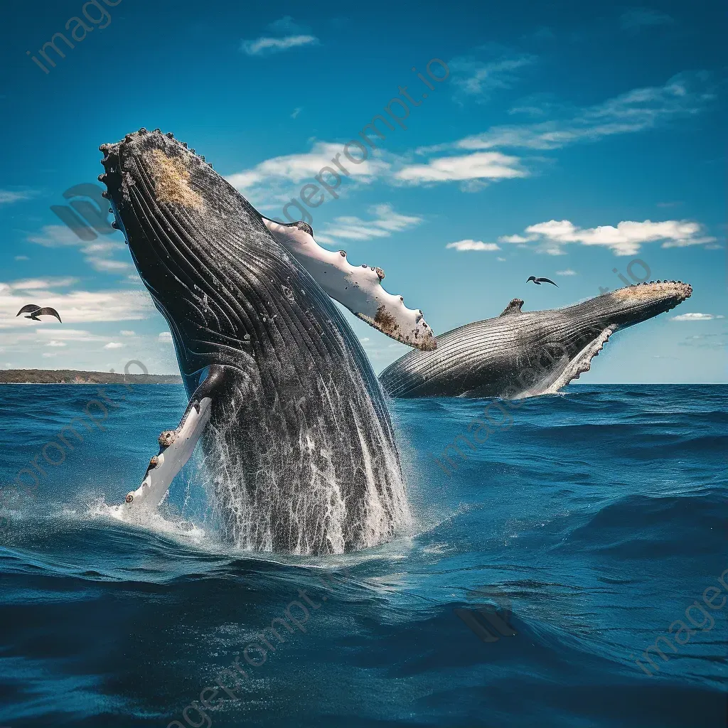 Humpback whales breaching in the sea - Image 1